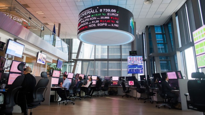 A trading floor inside the Euronext NV stock exchange in Paris, France