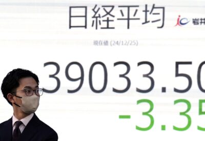 Stock market today: Asian shares are mostly lower, with most world markets closed for Christmas