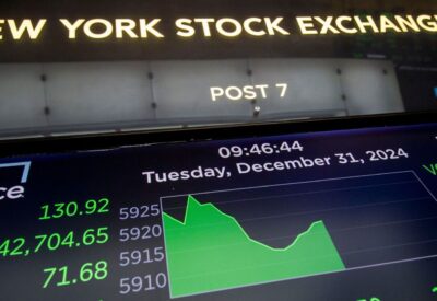 Stock market information on the floor of the New York Stock Exchange (NYSE) in New York, US, on Tuesday, Dec. 31, 2024. Representative Image - Photographer: Michael Nagle/Bloomberg